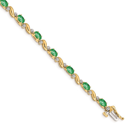 14k Diamond and Emerald Bracelet-WBC-BM4487-EM-010-YA