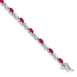 10k White Gold Diamond and Ruby Bracelet-WBC-BM4487-RU-010-1WA