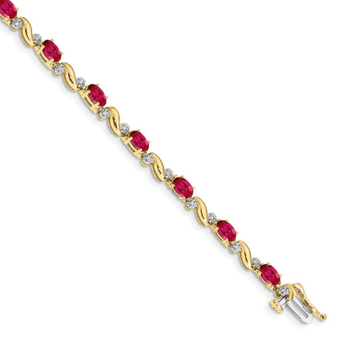 10k Diamond and Ruby Bracelet-WBC-BM4487-RU-010-1YA