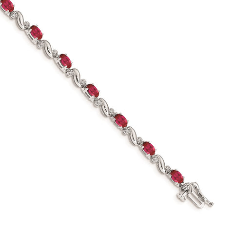 14k White Gold Diamond and Ruby Bracelet-WBC-BM4487-RU-010-WA