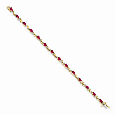 14k Diamond and Ruby Bracelet-WBC-BM4487-RU-010-YA