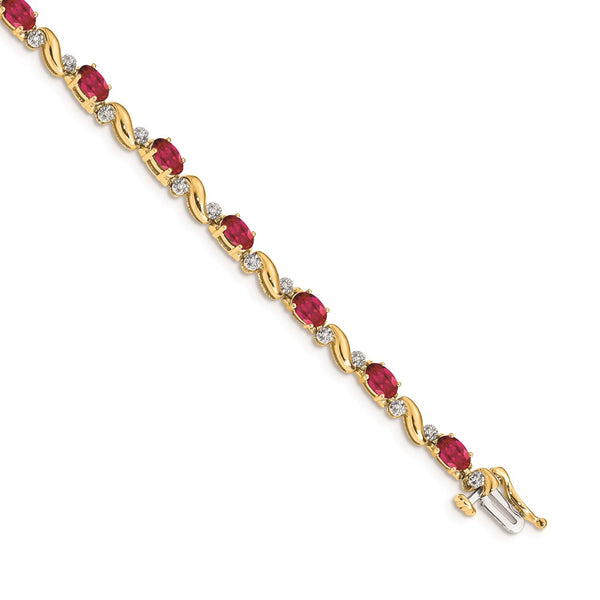 14k Diamond and Ruby Bracelet-WBC-BM4487-RU-010-YA