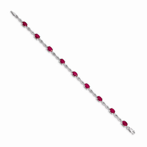 14k White Gold Diamond and Ruby Bracelet-WBC-BM4488-RU-025-WA