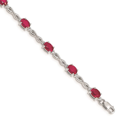 14k White Gold Diamond and Ruby Bracelet-WBC-BM4488-RU-025-WA