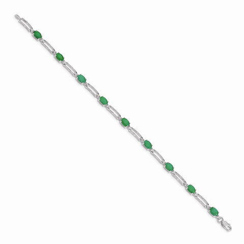 14k White Gold Diamond and Emerald Bracelet-WBC-BM4489-EM-005-WA