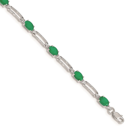 14k White Gold Diamond and Emerald Bracelet-WBC-BM4489-EM-005-WA