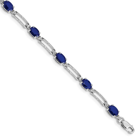 10k White Gold Diamond and Sapphire Bracelet-WBC-BM4489-SA-005-1WA