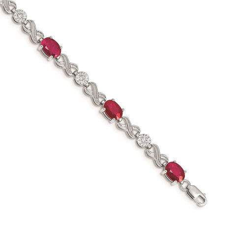 14k White Gold Diamond and Ruby Infinity Bracelet-WBC-BM4490-RU-020-WA