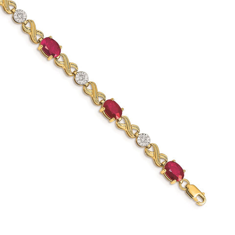 14k Diamond and Ruby Infinity Bracelet-WBC-BM4490-RU-020-YA