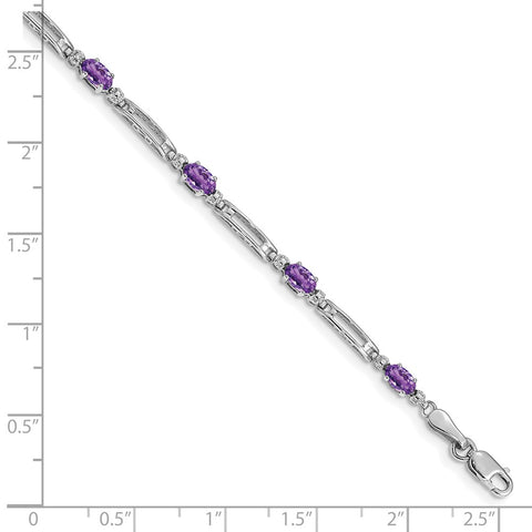 10k White Gold Diamond and Amethyst Bracelet-WBC-BM4492-AM-001-1WA