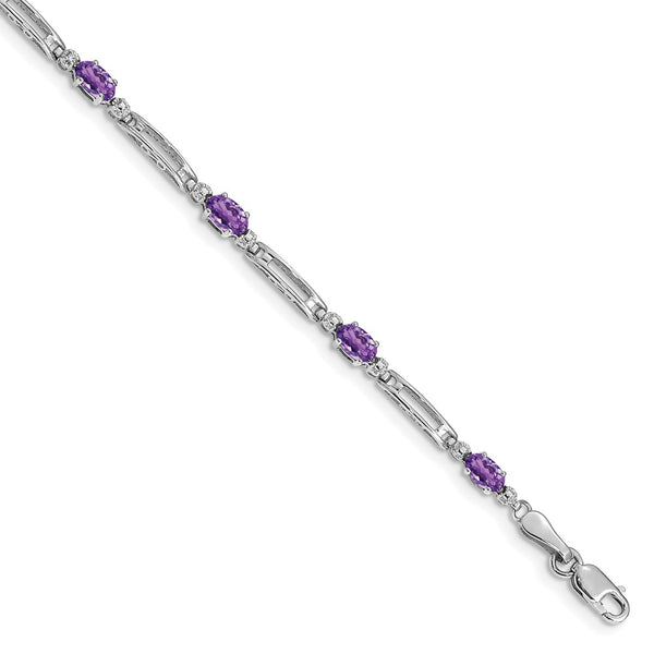 10k White Gold Diamond and Amethyst Bracelet-WBC-BM4492-AM-001-1WA