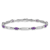 14k White Gold Diamond and Amethyst Bracelet-WBC-BM4492-AM-001-WA