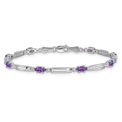 14k White Gold Diamond and Amethyst Bracelet-WBC-BM4492-AM-001-WA