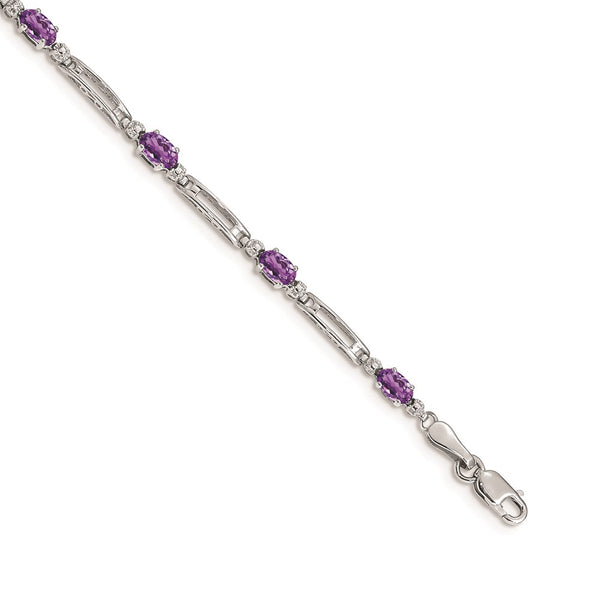 14k White Gold Diamond and Amethyst Bracelet-WBC-BM4492-AM-001-WA