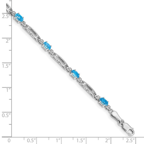 10k White Gold Diamond and Blue Topaz Bracelet-WBC-BM4492-BT-001-1WA