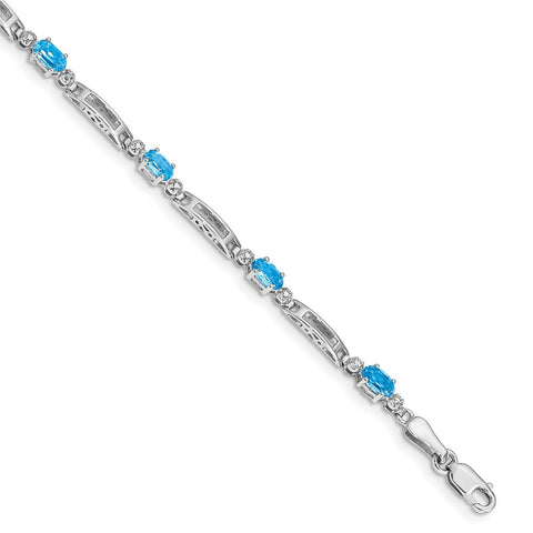 10k White Gold Diamond and Blue Topaz Bracelet-WBC-BM4492-BT-001-1WA