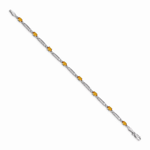14k White Gold Diamond and Citrine Bracelet-WBC-BM4492-CI-001-WA