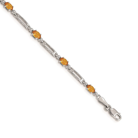 14k White Gold Diamond and Citrine Bracelet-WBC-BM4492-CI-001-WA