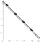 10k White Gold Diamond and Garnet Bracelet-WBC-BM4492-GA-001-1WA