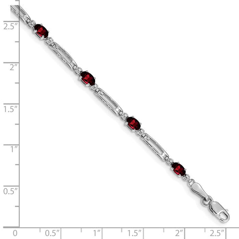 10k White Gold Diamond and Garnet Bracelet-WBC-BM4492-GA-001-1WA