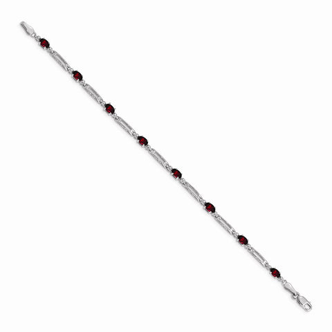 14k White Gold Diamond and Garnet Bracelet-WBC-BM4492-GA-001-WA