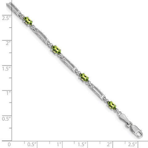 10k White Gold Diamond and Peridot Bracelet-WBC-BM4492-PE-001-1WA