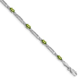 10k White Gold Diamond and Peridot Bracelet-WBC-BM4492-PE-001-1WA