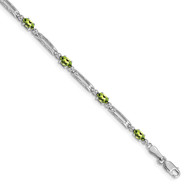 10k White Gold Diamond and Peridot Bracelet-WBC-BM4492-PE-001-1WA