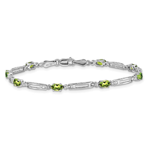 14k White Gold Diamond and Peridot Bracelet-WBC-BM4492-PE-001-WA