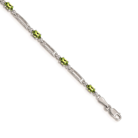 14k White Gold Diamond and Peridot Bracelet-WBC-BM4492-PE-001-WA
