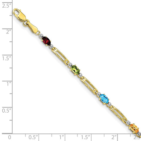 10k Fancy Diamond and Gemstone Rainbow Bracelet-WBC-BM4492-RB-001-1YA