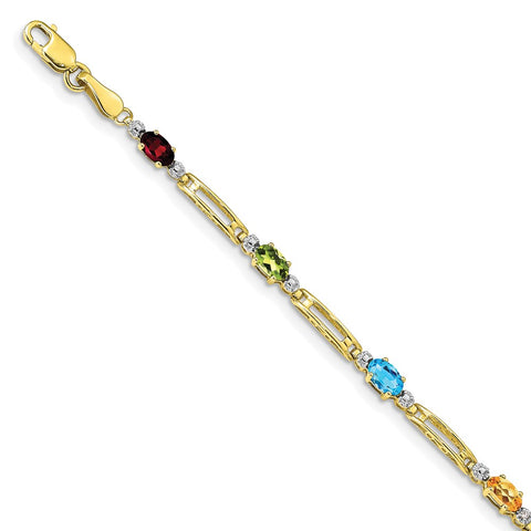10k Fancy Diamond and Gemstone Rainbow Bracelet-WBC-BM4492-RB-001-1YA