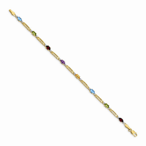 14k Fancy Diamond and Gemstone Rainbow Bracelet-WBC-BM4492-RB-001-YA
