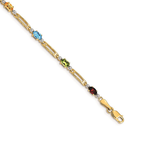 14k Fancy Diamond and Gemstone Rainbow Bracelet-WBC-BM4492-RB-001-YA