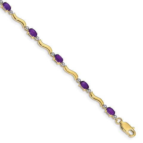 10k Diamond and Amethyst Bracelet-WBC-BM4493-AM-001-1YA