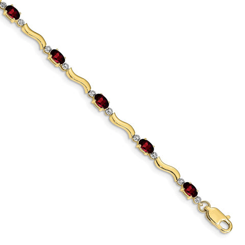 10k Fancy Diamond and Garnet Bracelet-WBC-BM4493-GA-001-1YA