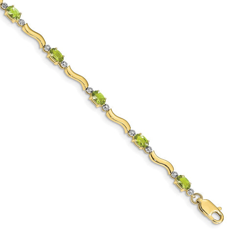 10k Fancy Diamond and Peridot Bracelet-WBC-BM4493-PE-001-1YA
