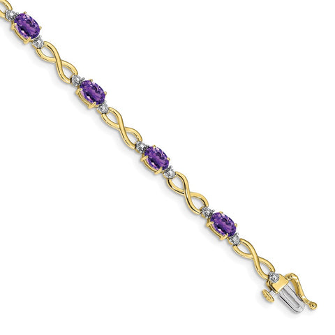 10k Amethyst and Diamond Infinity Bracelet-WBC-BM4494-AM-003-1YA