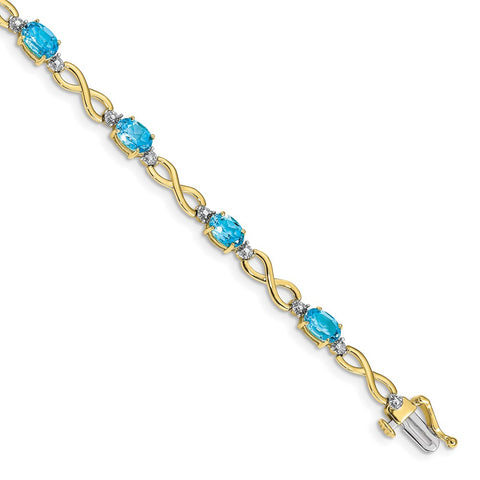 10k Blue Topaz and Diamond Infinity Bracelet-WBC-BM4494-BT-003-1YA
