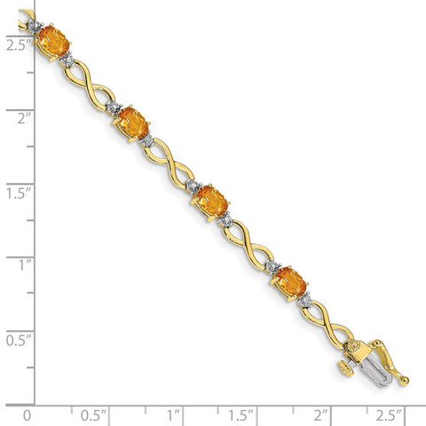 10k Citrine Diamond Infinity Bracelet-WBC-BM4494-CI-003-1YA