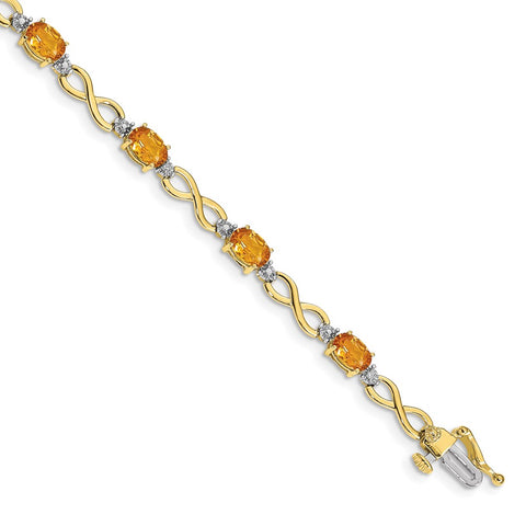 10k Citrine Diamond Infinity Bracelet-WBC-BM4494-CI-003-1YA