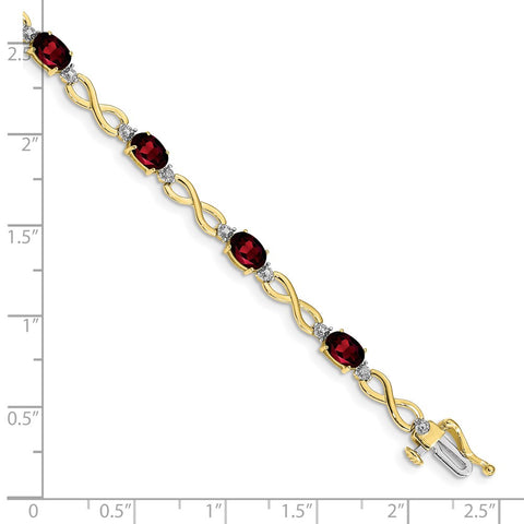10k Garnet and Diamond Infinity Bracelet-WBC-BM4494-GA-003-1YA