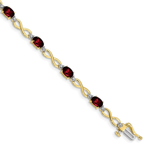 10k Garnet and Diamond Infinity Bracelet-WBC-BM4494-GA-003-1YA