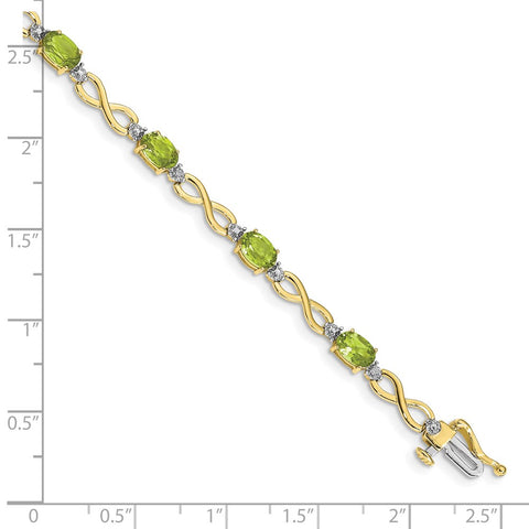 10k Peridot and Diamond Infinity Bracelet-WBC-BM4494-PE-003-1YA