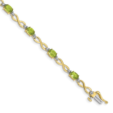 10k Peridot and Diamond Infinity Bracelet-WBC-BM4494-PE-003-1YA