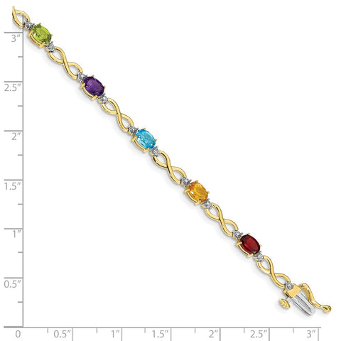 10k Rainbow Gemstone and Diamond Infinity Bracelet-WBC-BM4494-RB-003-1YA