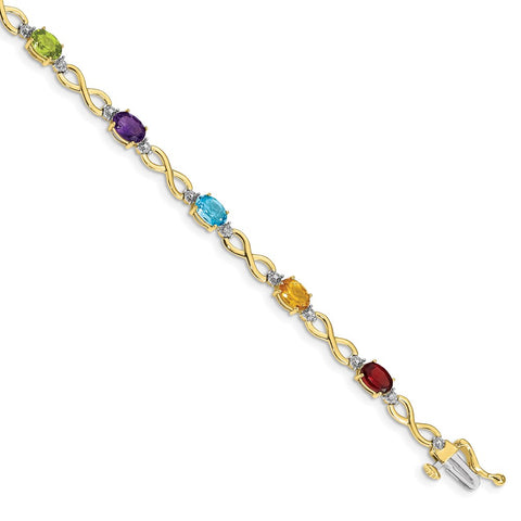 10k Rainbow Gemstone and Diamond Infinity Bracelet-WBC-BM4494-RB-003-1YA