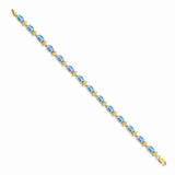 14k Floral Diamond and Blue Topaz Bracelet-WBC-BM4495-BT-010-YA