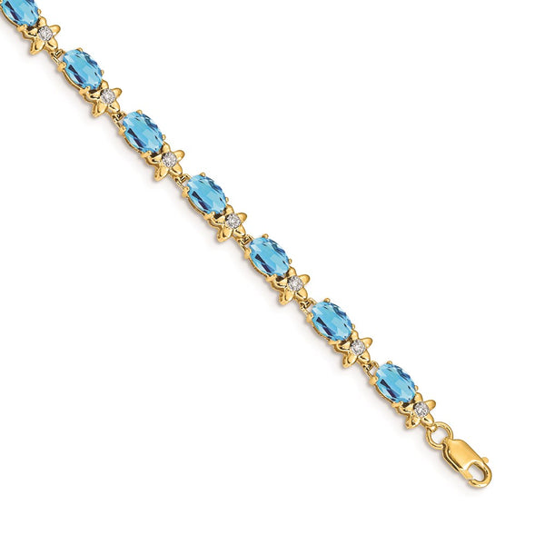 14k Floral Diamond and Blue Topaz Bracelet-WBC-BM4495-BT-010-YA