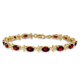 14k Floral Diamond and Garnet Bracelet-WBC-BM4495-GA-010-YA